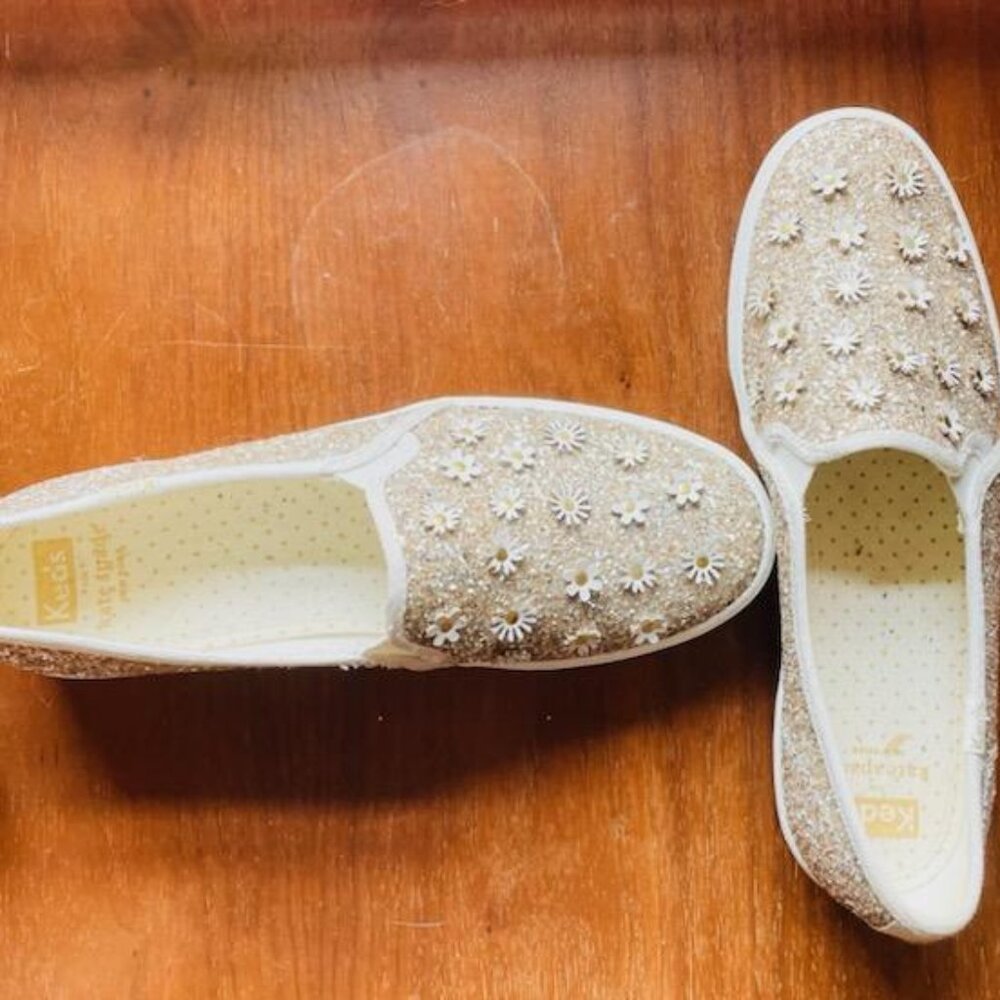 🖤3/$45🐝Kate Spade x Keds Women's Slip On Gold Casual Sneaker NWOB